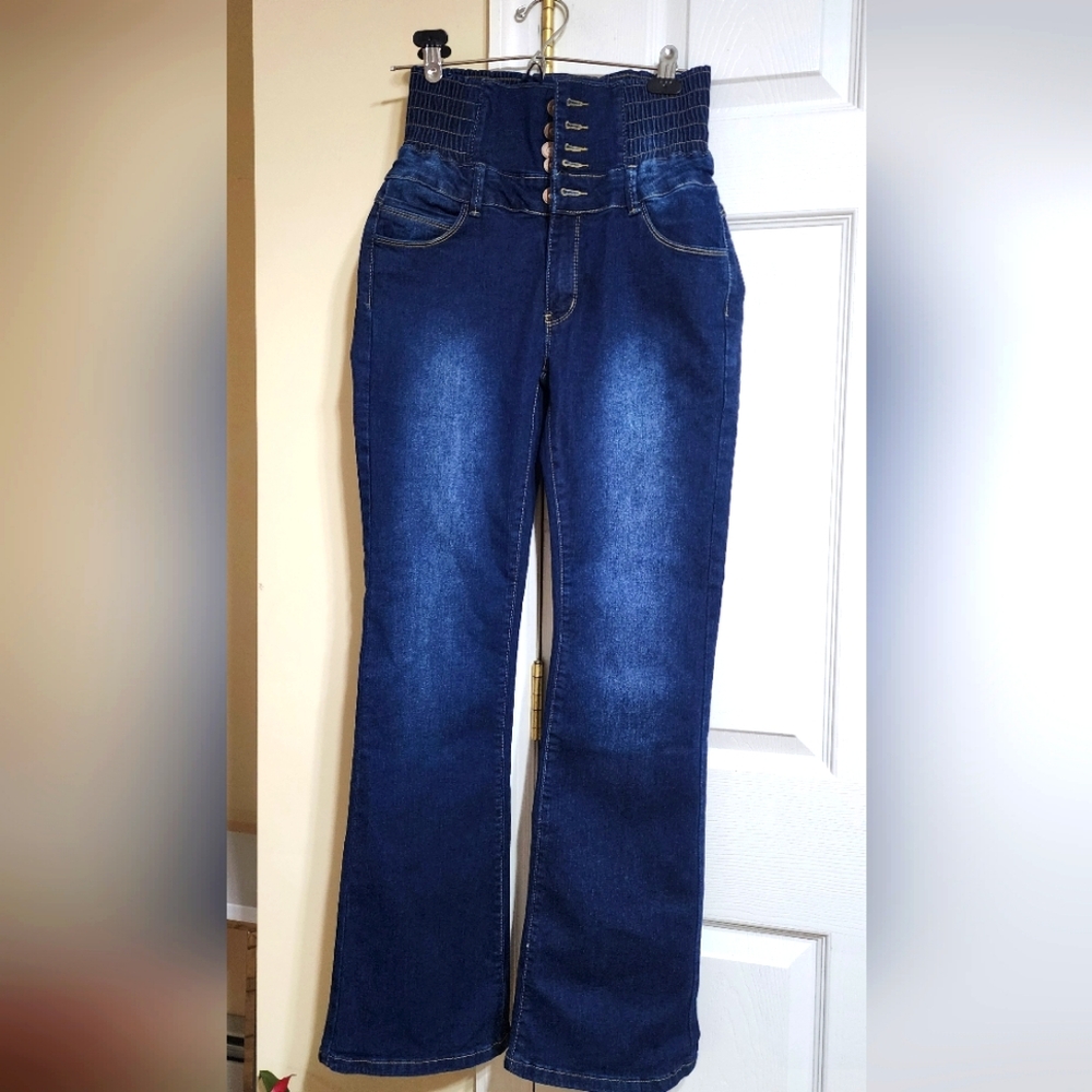 Blue Flare Wide Leg Jeans